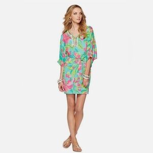 Lilly Pulitzer Size Medium Wilda Caftan Crystal Water - Island Cocktail Unicorn